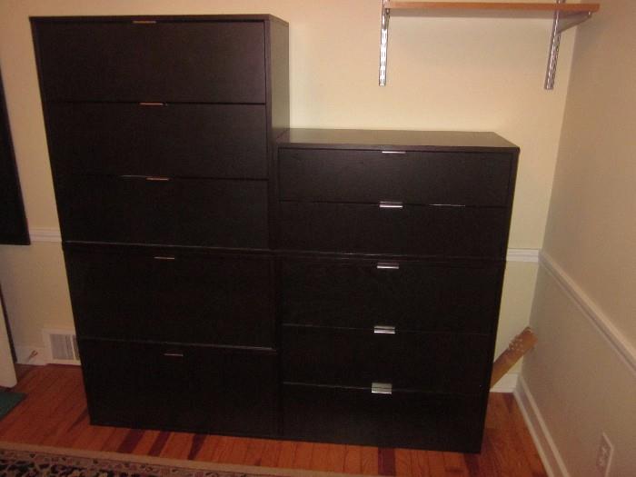 Black dresser, modular drawer system