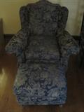 Upholstered chair and matching ottoman- has matching upholstered sofa