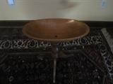 Vintage dough bowl on stand