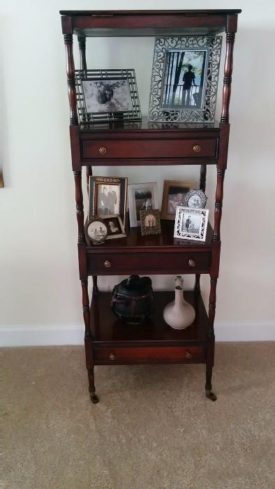 1940's mahogany etagere, w/drawers