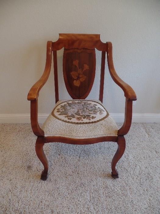 Antique Chair with Needlepoint and Marquetry