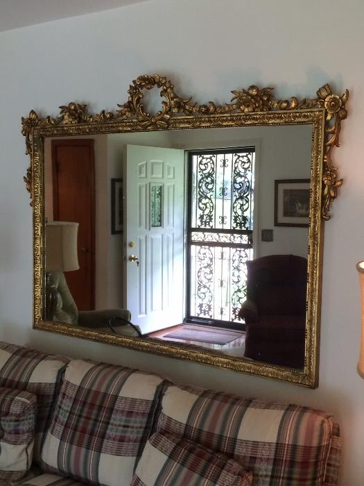 Large antique gold leaf ornate mirror