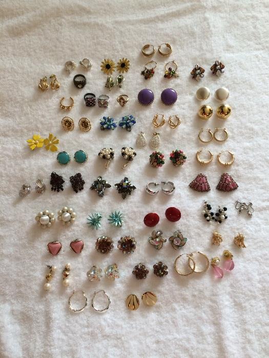 Large selection of earrings, both pierced and clip on, vintage and modern