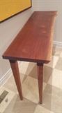 Artisan made walnut slab foyer table, solid walnut legs