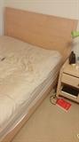 Maple Full size bed, platform, head and foot boards, bed side cabinet