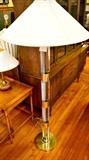 Mid Century F. Cooper Lucite and Brass Floor Lamp