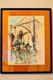 Alex Dery ,1970 Pastels, Cleveland Flats Scene, signed
