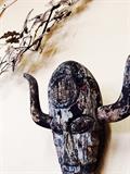 Signed Curtis Jere Oak branch, African horned wall sculpture