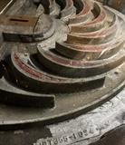 Detail, "Red Vector" Industrial table by Malibu Crider