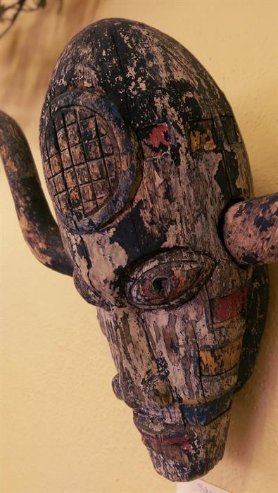 Horned Wood African Shaman ceremonial art
