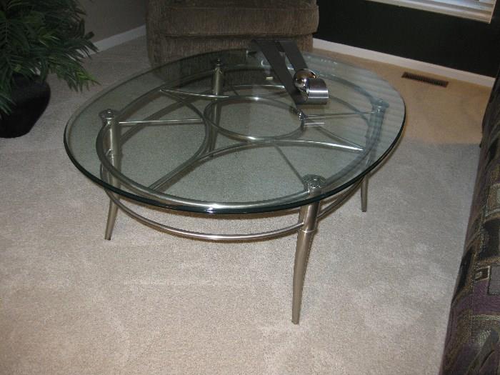 Glass Top and Brushed Alloy Coffee Table