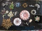 Lots of Vintage Brooches, many signed, coro, weiss, ect.