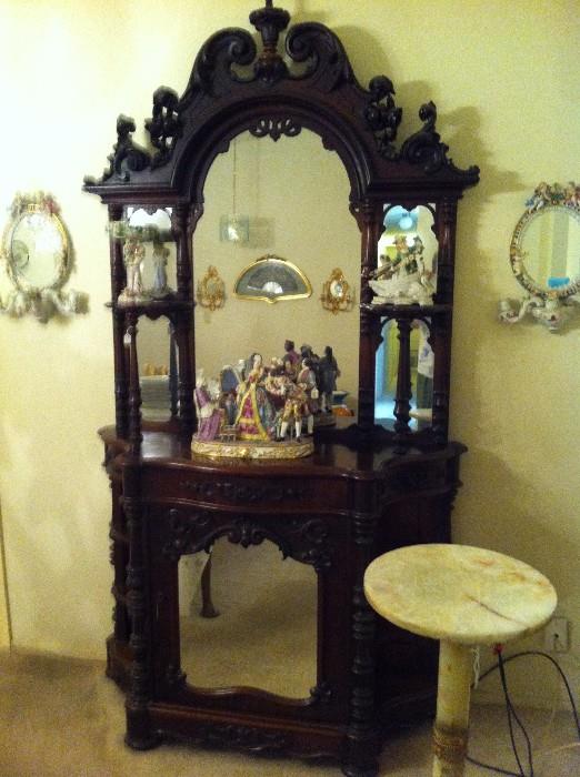Victorian carved rosewood etagere