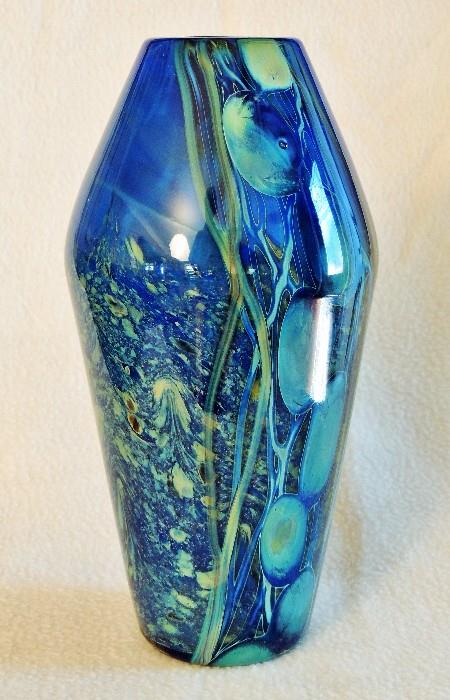 Glass vase, signed