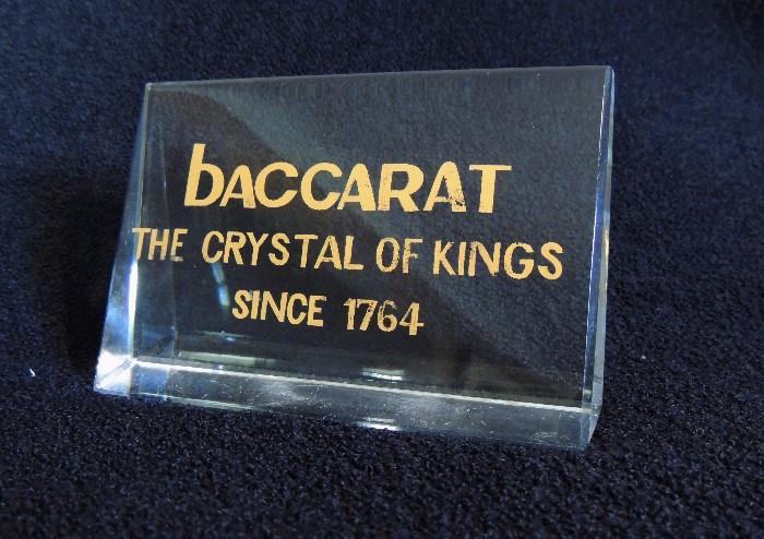 Baccarat crystal sign