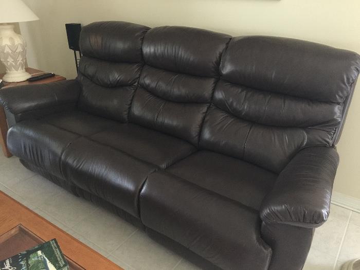 Leather Lazy Boy sofa with 2 recliners .. like new