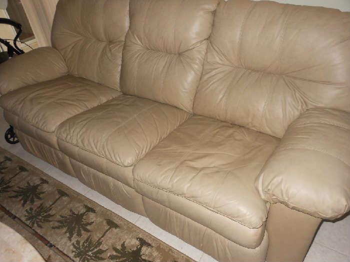 Leather Sofa - Recliners at either end with Matching Love Seat.