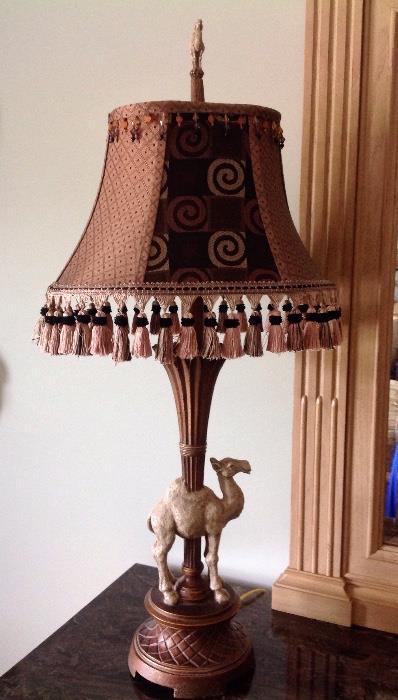 Camel lamp with tassel shade 