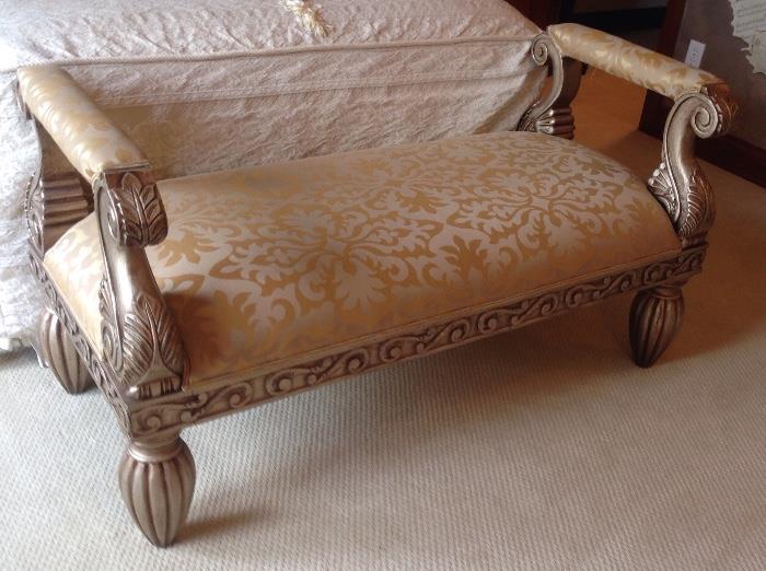 Gold and cream bench. 