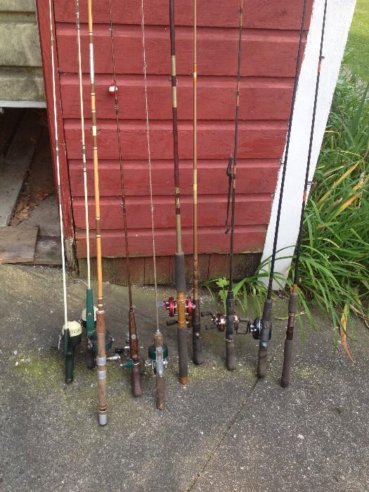large assortment of fishing gear