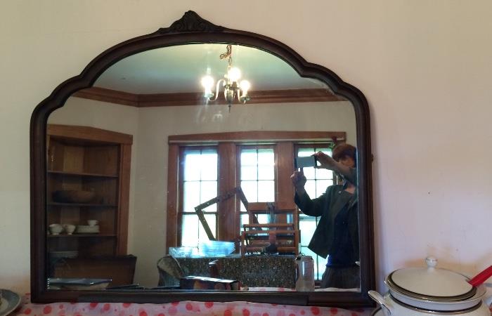 Mahogany framed Victorian mirror. $165