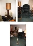 Retro lamps, heated chair/vibrates, Vintage floor lamp