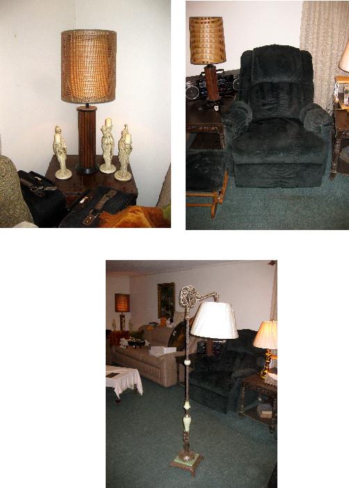 Retro lamps, heated chair/vibrates, Vintage floor lamp