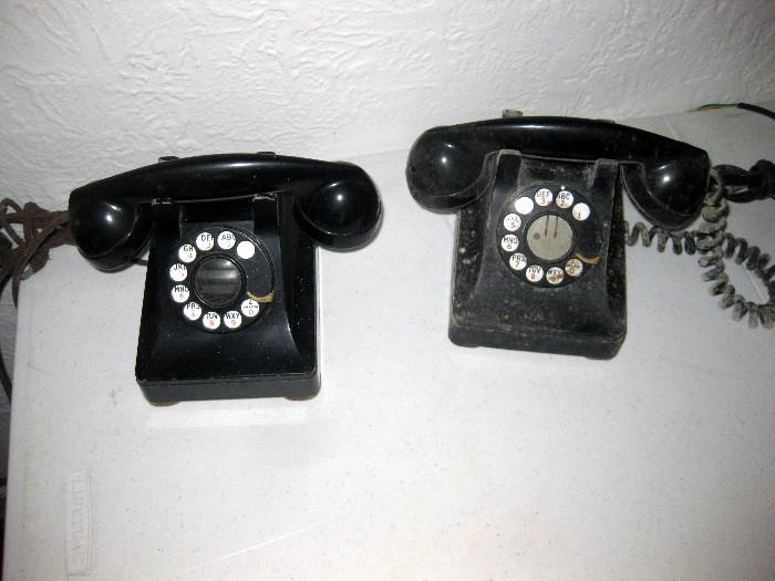 Black vintage telephones