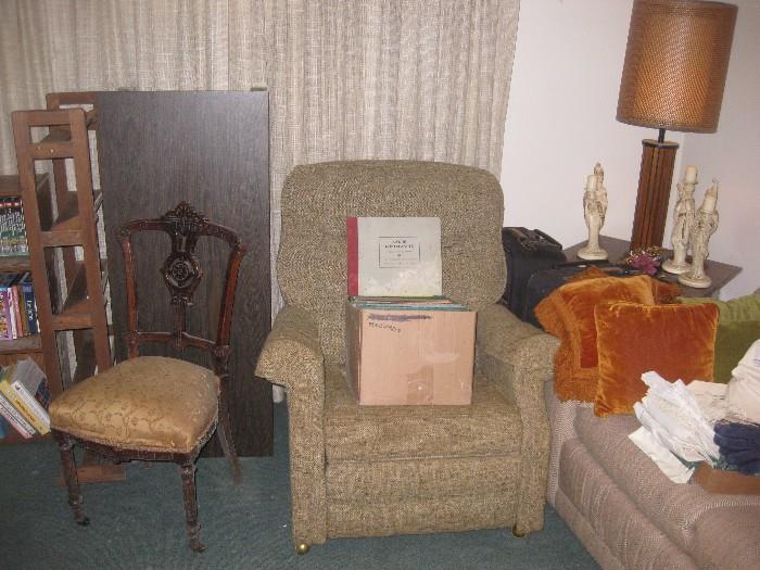 Vintage side chair and recliner etc