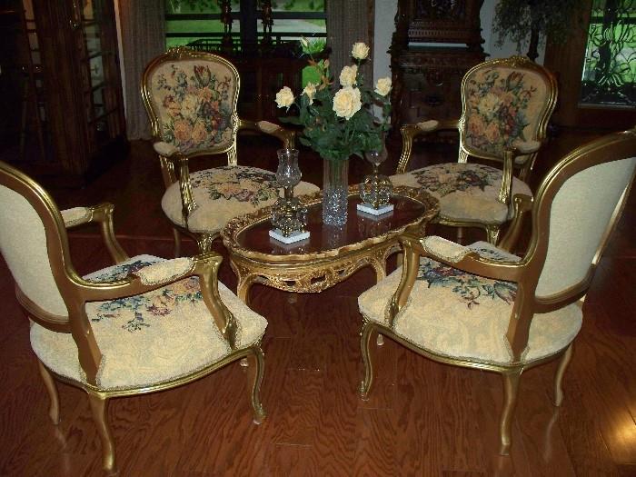  Tapestry Chairs - Italian Coffee Table