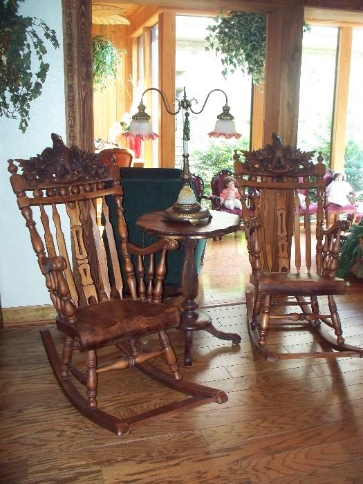 Rocking Chairs with wood carved Eagles