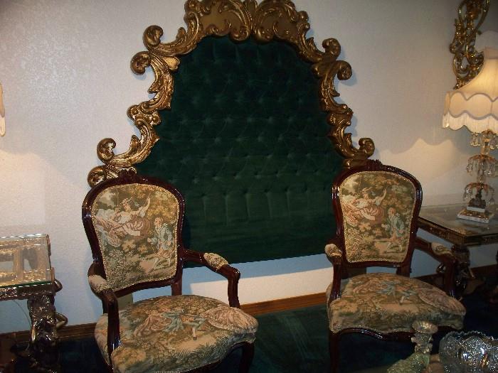 Tapestry Chairs - Ornate Headboard