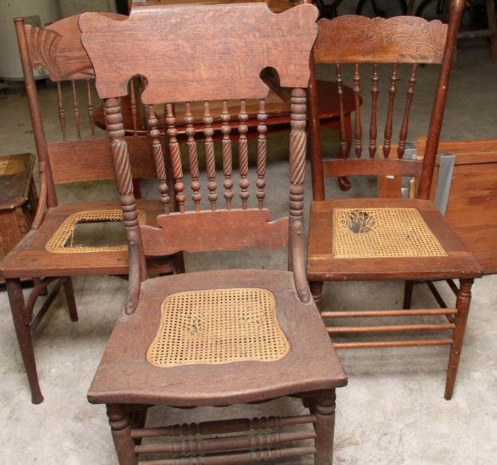 Antique chairs with caning