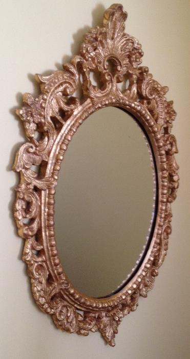 Gold Gilt wall mirror shell / scroll motif