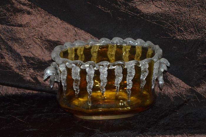 Gorgeous c 1870 Art Glass with icicle accents!