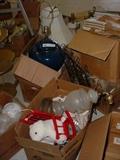 We saw boxes of old lamps. oil lamps, chandeliers, lamp parts, and more.
