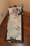 Antique doll cradle, China head & misc dolls