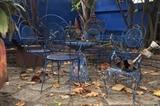Metallic Blue Wrought Iron Seating