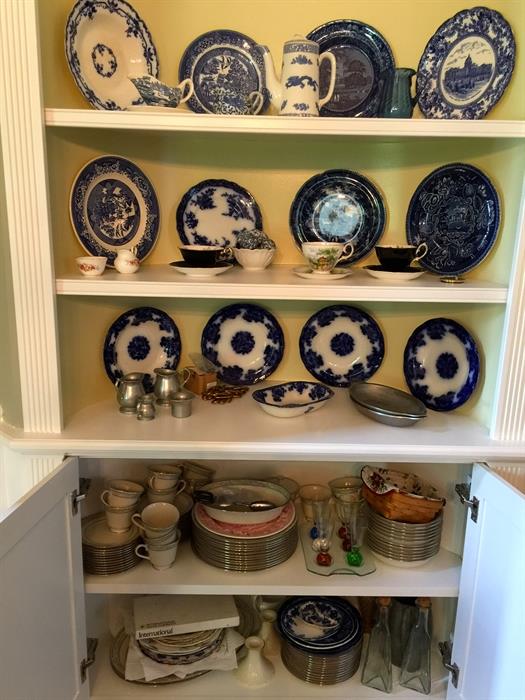 Antique Flow Blue and Blue and white china collection