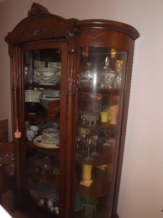 Antique Bow Front Curio Cabinet 