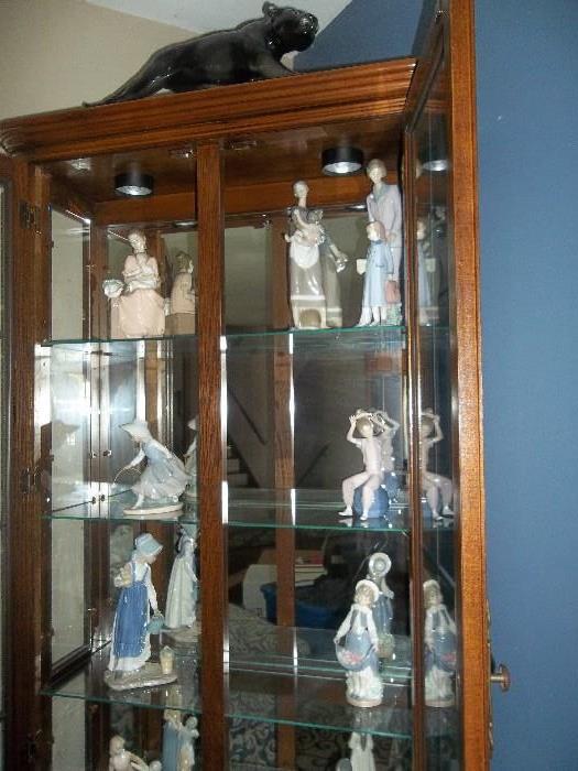 Curio Cabinet with Lladro's and Nao"s