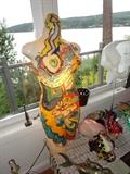 1968 psychedelic design painted on old Bon Marche manikin torso. Artist signed.