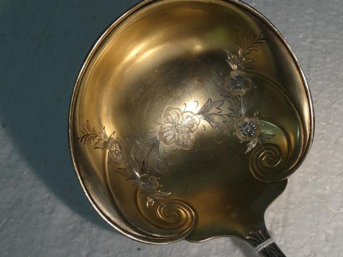 Etched gilt bowl for Towle "Empire" sterling punch ladle