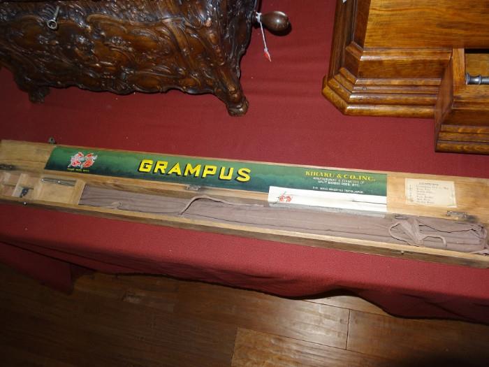 Old, bamboo fly rod with box and sheath