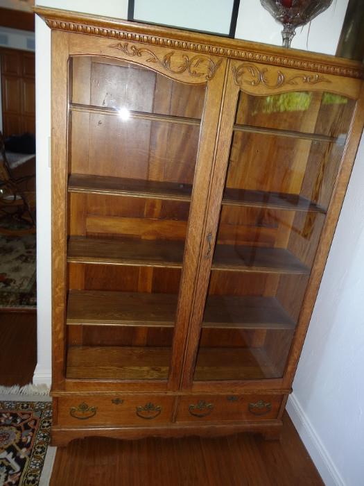Antique, oak china/display cabinet
