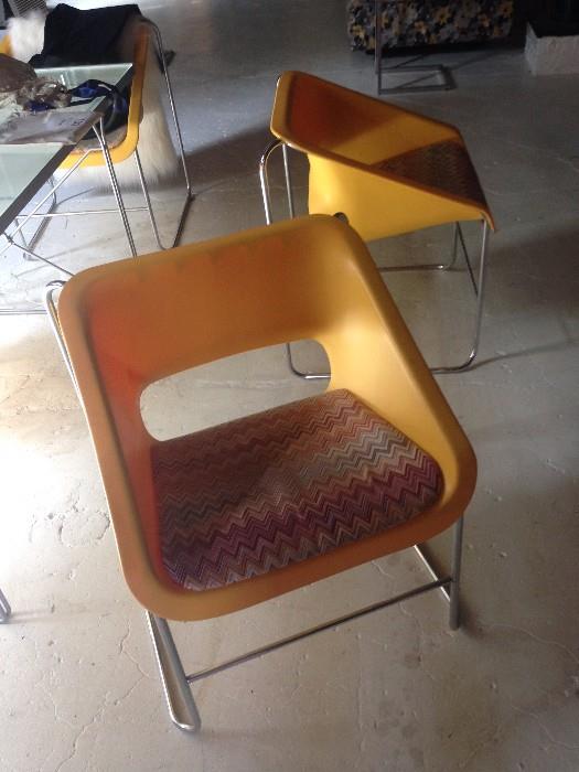 4 mid century Artopex chairs covered in Missoni upholstery.