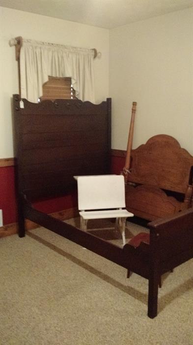 Antique Bed, modern Twin Poster Bed & Antique school desk