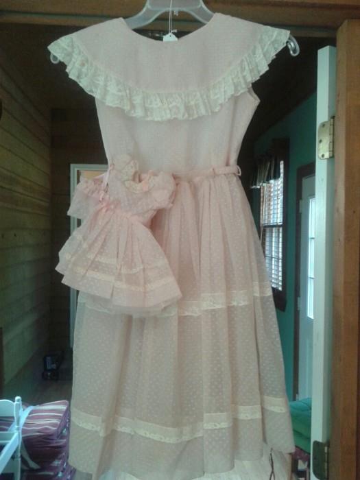 Handmade Pink Dress with Matching Doll Dress