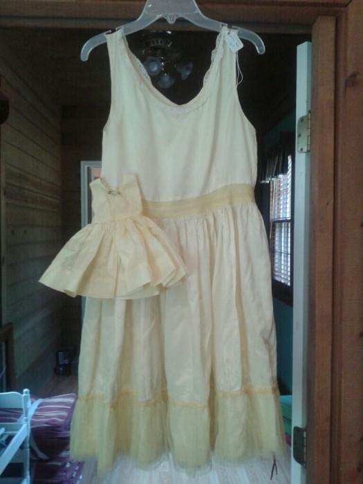 Hand Made Yellow Dress with Matching Doll Dress
