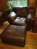 Leather sofa, loveseat, chair and ottoman. Chair and ottoman show more wear.